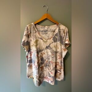 Sonoma The Everyday Tee Grey/Tan Floral Size XL